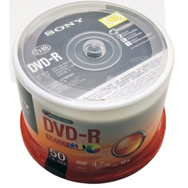 索尼（SONY）DVD-R 光盘/刻录盘 16速4.7G 桶装50片 空白光盘 可打印*1