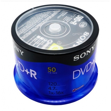 索尼（SONY）DVD+R 光盘/刻录盘 16速4.7G 桶装50片 空白光盘（行业装）*1