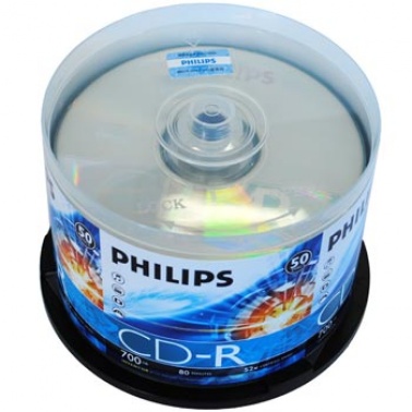 飞利浦（PHILIPS）CD-R空白光盘/刻录盘 52速700M 桶装50片*2